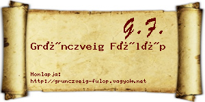 Grünczveig Fülöp névjegykártya